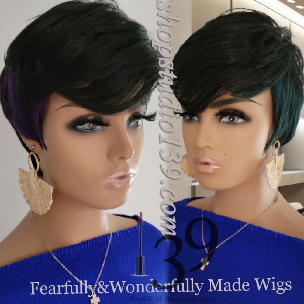 Muilt colored undercut pixie wig
